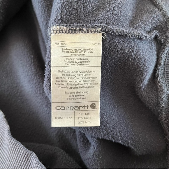 Carhartt Rain Defender Navy Blue Hoodie Workwear Heavy Mens Size 3XLT Tall XXXL - Picture 10 of 12